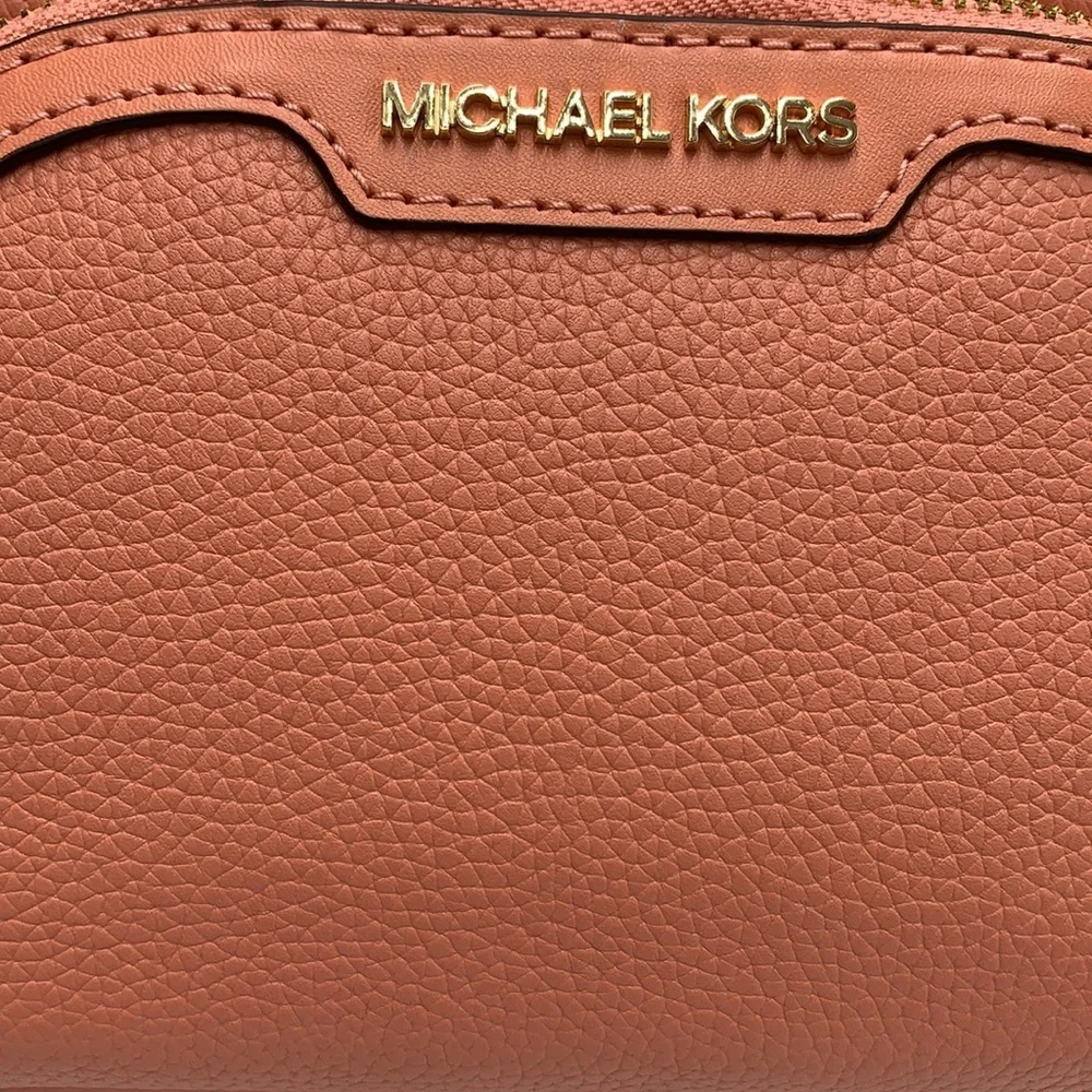 MICHAEL KORS Jaycee Medium zip pocket Pebbled Leather Backpack Sherbert color